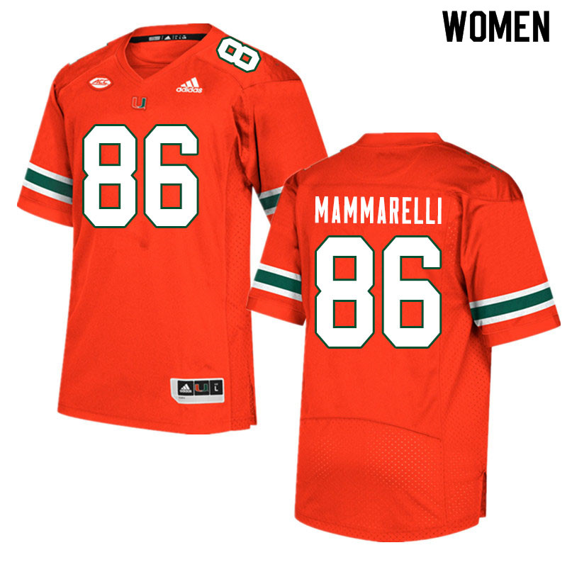 Women #86 Dominic Mammarelli Miami Hurricanes College Football Jerseys Sale-Orange